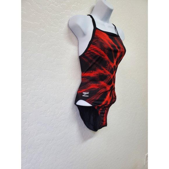 Speedo Endurance+ Angles Free Back Womens Performance Racing Swimsuit Red, Size - Picture 2 of 6